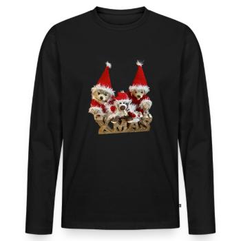 Josefine + Finn Weihnachten - Männer Premium Bio Langarmshirt - Schwarz - Vorne - Nico (187cm)