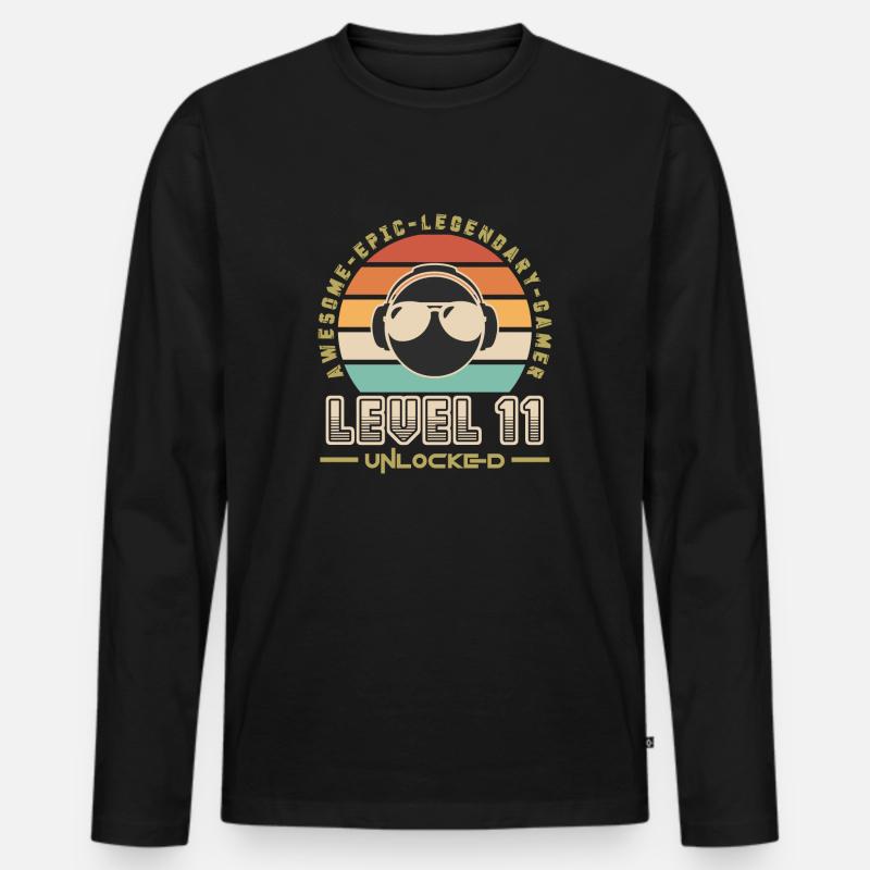 Stufe 11 - Männer Premium Bio Langarmshirt - Schwarz