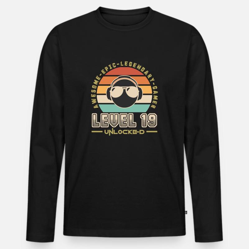 Stufe 19 - Männer Premium Bio Langarmshirt - Schwarz