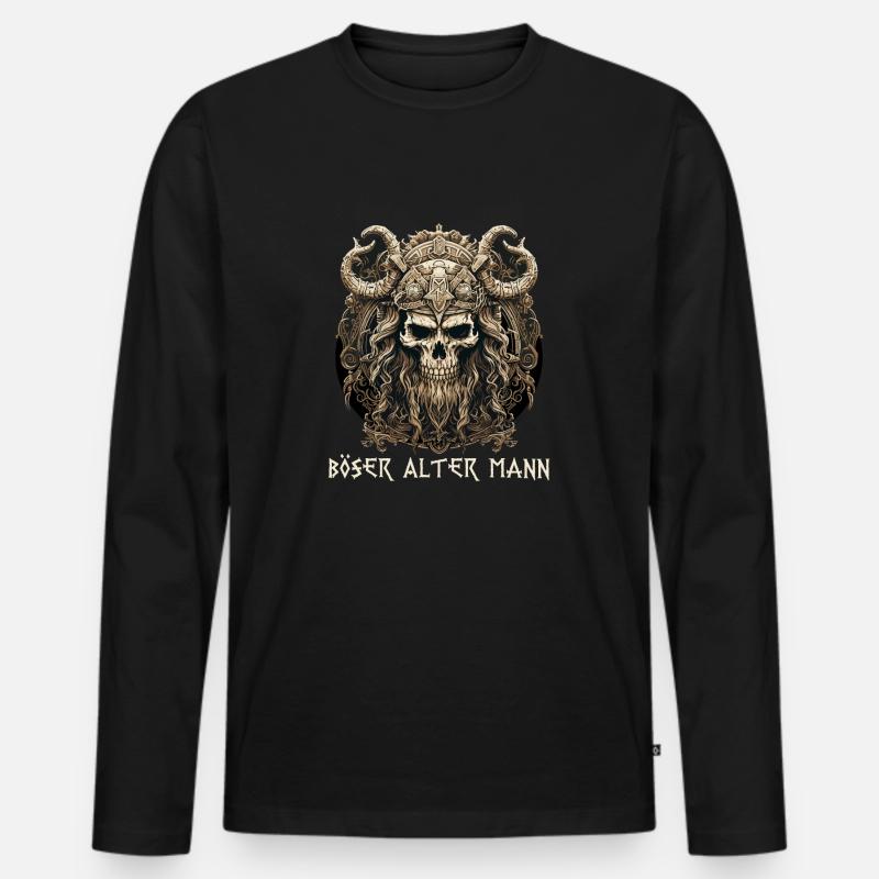 Böser Alter Mann Wikinger - Männer Premium Bio Langarmshirt - Schwarz