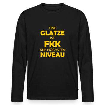 FKK - Eine Glatze ist ... auf höchstem Niveau - Männer Premium Bio Langarmshirt - Schwarz - Vorne - Nico (187cm)