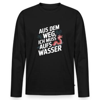 Aus dem Weg, ich muss aufs Wasser - Männer Premium Bio Langarmshirt - Schwarz - Vorne - Nico (187cm)