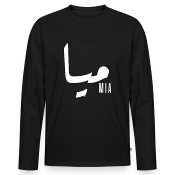 Mia name in Arabic - Men's Premium Organic Long Sleeve Shirt - black - Front - Nico (187cm)