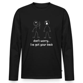 Ich stehe hinter dir. - Männer Premium Bio Langarmshirt - Schwarz - Vorne - Nico (187cm)