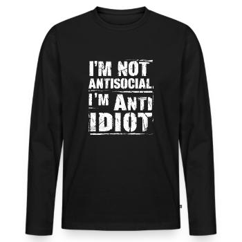 Pas fan des humains - T-shirt manches longues Premium bio Homme - noir - Devant - Nico (187cm)