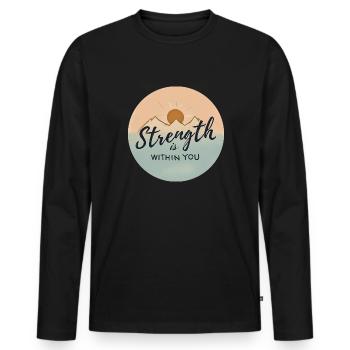 Minimalist Inspirational T-Shirt - Men's Premium Organic Long Sleeve Shirt - black - Front - Nico (187cm)