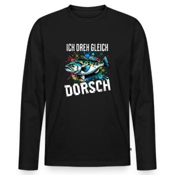 Ich dreh gleich Dorsch - Männer Premium Bio Langarmshirt - Schwarz - Vorne - Nico (187cm)