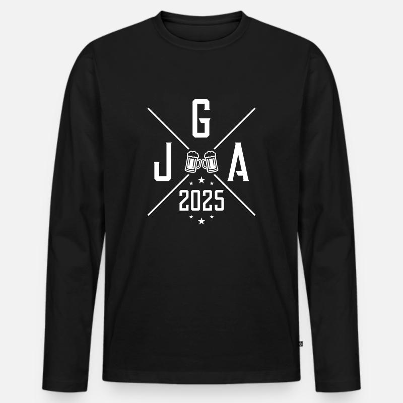 Jga 2025 Bier Junggesellen - Männer Premium Bio Langarmshirt - Schwarz