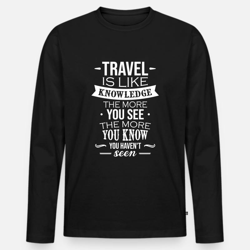 Travel like Knowledge - Männer Premium Bio Langarmshirt - Schwarz