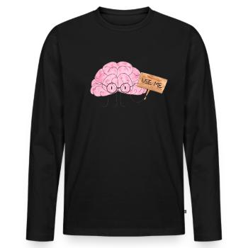 Use your Brain - T-shirt manches longues Premium bio Homme - noir - Devant - Nico (187cm)