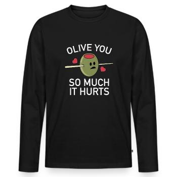 Olive Tu as tellement mal - T-shirt manches longues Premium bio Homme - noir - Devant - Nico (187cm)