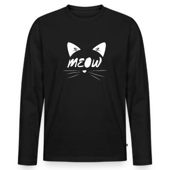 Katzengesicht - Männer Premium Bio Langarmshirt - Schwarz - Vorne - Nico (187cm)