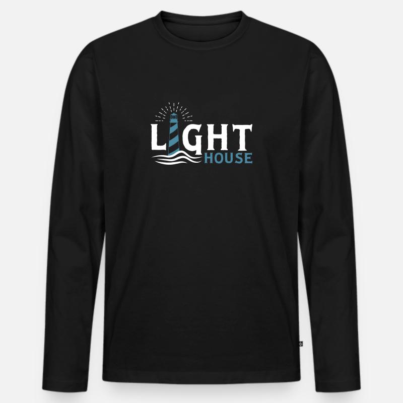 Leuchtturm - Männer Premium Bio Langarmshirt - Schwarz