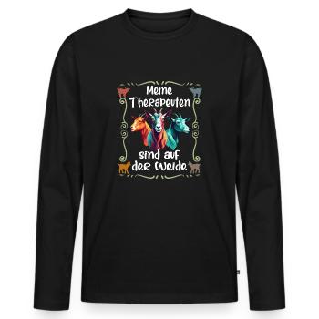 Meine Ziegen sind meine Therapie Therapeuten - Männer Premium Bio Langarmshirt - Schwarz - Vorne - Nico (187cm)
