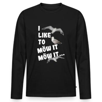 I like to möw it - Möwe - Männer Premium Bio Langarmshirt - Schwarz - Vorne - Nico (187cm)