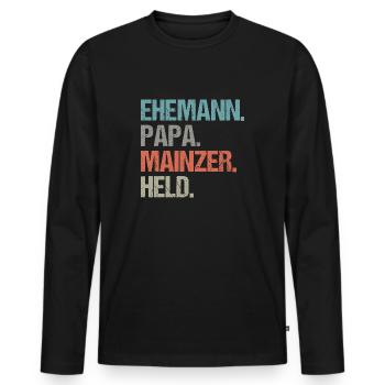 Ehemann Papa Held Mainzer - Männer Premium Bio Langarmshirt - Schwarz - Vorne - Nico (187cm)
