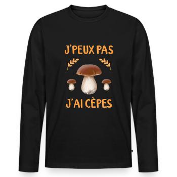 Je Peux Pas J'ai Cèpes Champignon Cueillette Cèpe - T-shirt manches longues Premium bio Homme - noir - Devant - Nico (187cm)