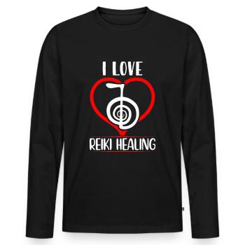 Reiki Sayings for Reiki Masters | Reiki Gifts - Men's Premium Organic Long Sleeve Shirt - black - Front - Nico (187cm)