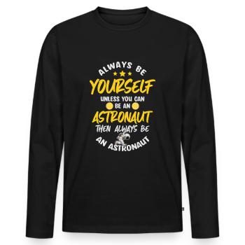 Découverte en apesanteur spatiale - T-shirt manches longues Premium bio Homme - noir - Devant - Nico (187cm)