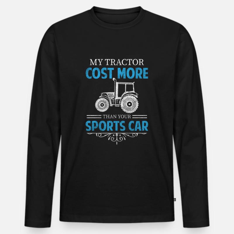 Traktor Anbau Bäuerin - Männer Premium Bio Langarmshirt - Schwarz