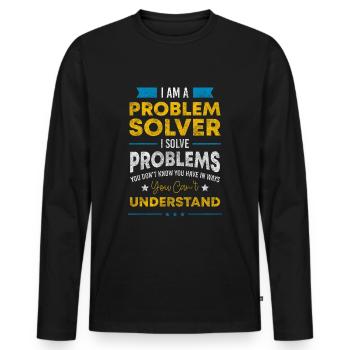 Problems Solution Positive - Men's Premium Organic Long Sleeve Shirt - black - Front - Nico (187cm)