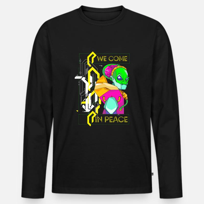 Zukunft Retro Synthwave Scifi - Männer Premium Bio Langarmshirt - Schwarz