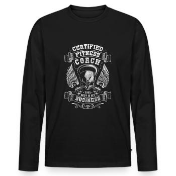 Trainer Muscles Pumping Développé couché - T-shirt manches longues Premium bio Homme - noir - Devant - Nico (187cm)