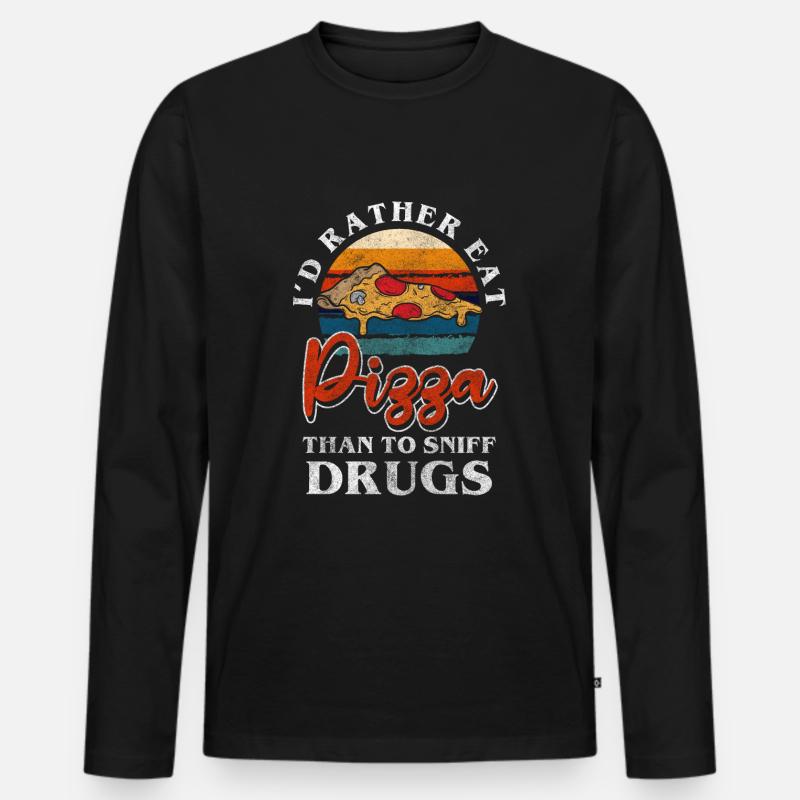 Drogenfrei Clean Marihuana - Männer Premium Bio Langarmshirt - Schwarz