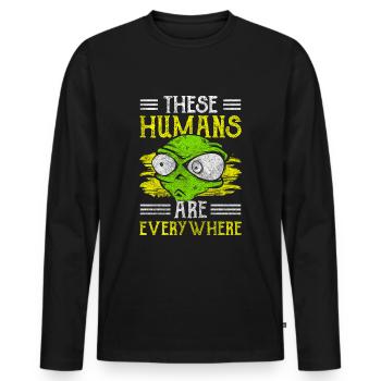 Ufo Area 51 Invasion - Men's Premium Organic Long Sleeve Shirt - black - Front - Nico (187cm)