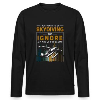Parachutisme, Adrénaline, Vol, Parapente - T-shirt manches longues Premium bio Homme - noir - Devant - Nico (187cm)