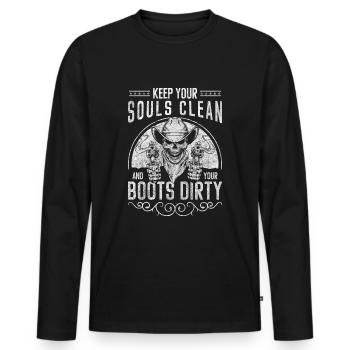 Wild West Law Indiens du désert - T-shirt manches longues Premium bio Homme - noir - Devant - Nico (187cm)