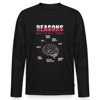 Amour célibataire en solo - T-shirt manches longues Premium bio Homme - noir - Devant - Nico (187cm)