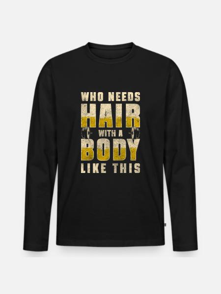 Hairless haircut man problem - Men's Premium Organic Long Sleeve Shirt - black