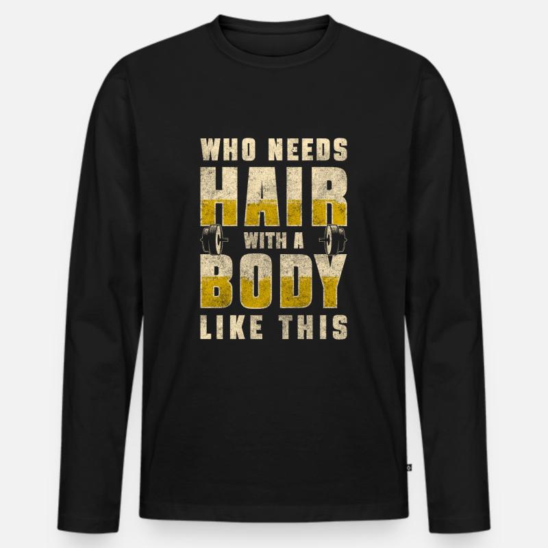 Haarlos Haarschnitt Männerproblem - Männer Premium Bio Langarmshirt - Schwarz