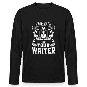 Waitress Guest Service Reservation - Men's Premium Organic Long Sleeve Shirt - black - Front - Nico (187cm)