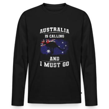 Voyage dans l’Outback Animal Kookaburra - T-shirt manches longues Premium bio Homme - noir - Devant - Nico (187cm)
