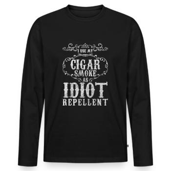 smoking cigar men's evening cuba enjoyment - Men's Premium Organic Long Sleeve Shirt - black - Front - Nico (187cm)