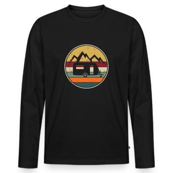 Wohnwagen Camping Retro Camper Campingplatz - Männer Premium Bio Langarmshirt - Schwarz - Vorne - Nico (187cm)