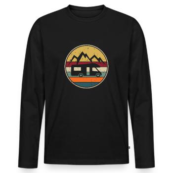 Camping-car Camping Rétro Camping-car Conducteur de camping-car - T-shirt manches longues Premium bio Homme - noir - Devant - Nico (187cm)