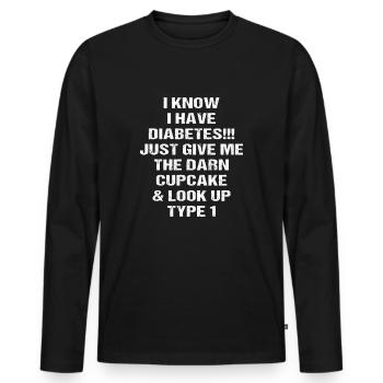 i have diabetes - Männer Premium Bio Langarmshirt - Schwarz - Vorne - Nico (187cm)