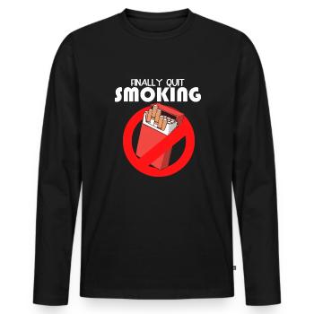Finally quit smoking Funny Non-smoking - Men's Premium Organic Long Sleeve Shirt - black - Front - Nico (187cm)