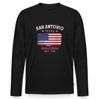 San Antonio, Texas est 1718 Design pour un San fier - T-shirt manches longues Premium bio Homme - noir - Devant - Nico (187cm)