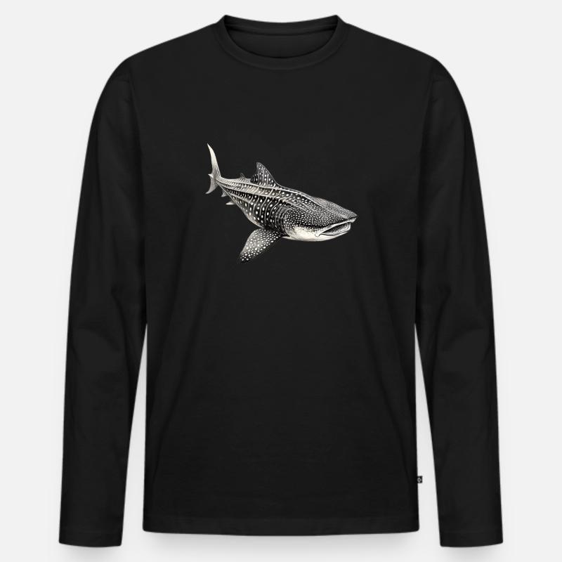 Walhai - Männer Premium Bio Langarmshirt - Schwarz