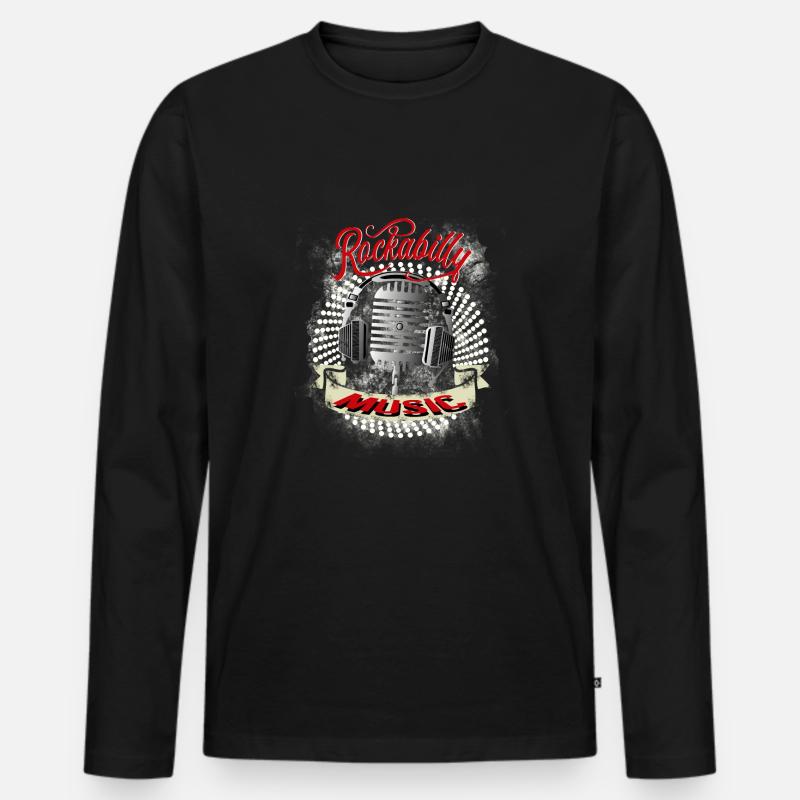 Rockabilly Music Mikro DJ Old School Retro - Männer Premium Bio Langarmshirt - Schwarz