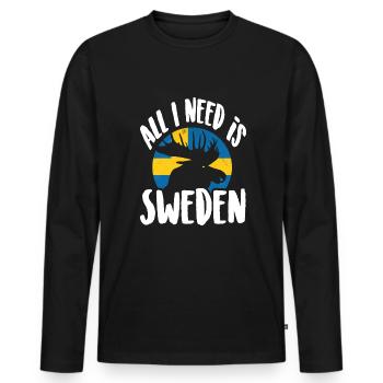Tout ce dont j’ai besoin, c’est de la Suède - T-shirt manches longues Premium bio Homme - noir - Devant - Nico (187cm)