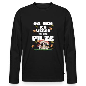 pilze sammeln herbst natur pilzsammler pilzzeit - Männer Premium Bio Langarmshirt - Schwarz - Vorne - Nico (187cm)