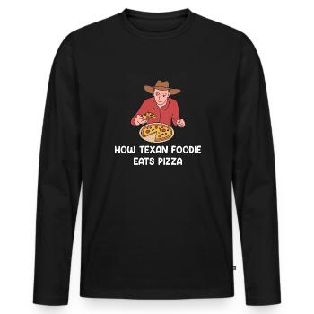 Pizza in Texas Design für stolze Texaner - Männer Premium Bio Langarmshirt - Schwarz - Vorne - Nico (187cm)