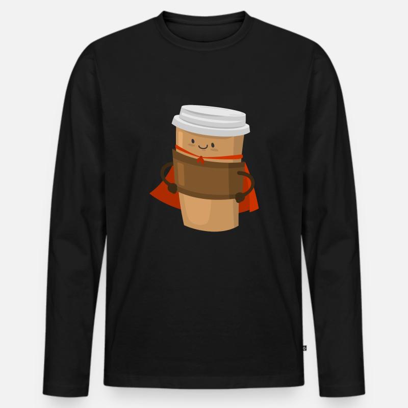 Kaffee Superheld Superhelden Superkräfte Coffee - Männer Premium Bio Langarmshirt - Schwarz
