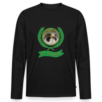Wanderfalke. Meine Passion - Männer Premium Bio Langarmshirt - Schwarz - Vorne - Nico (187cm)