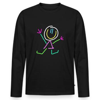 stick figure - Men's Premium Organic Long Sleeve Shirt - black - Front - Nico (187cm)